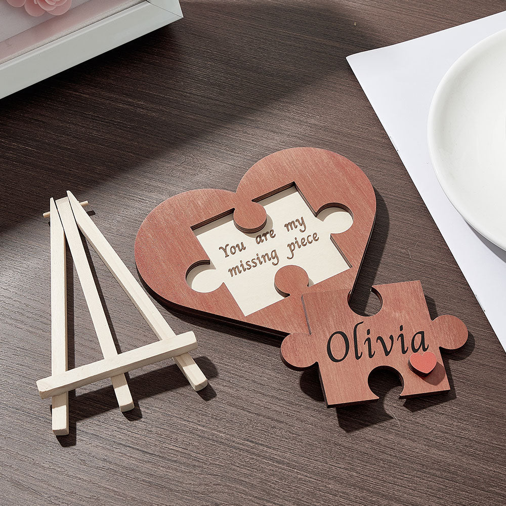 Personalized Romantic Gifts for Her - Custom Valentines Gifts for Him  Engraved, Unique Valentine Puzzle Card, Wooden Heart Shaped Plaque, 5 Year  Wood