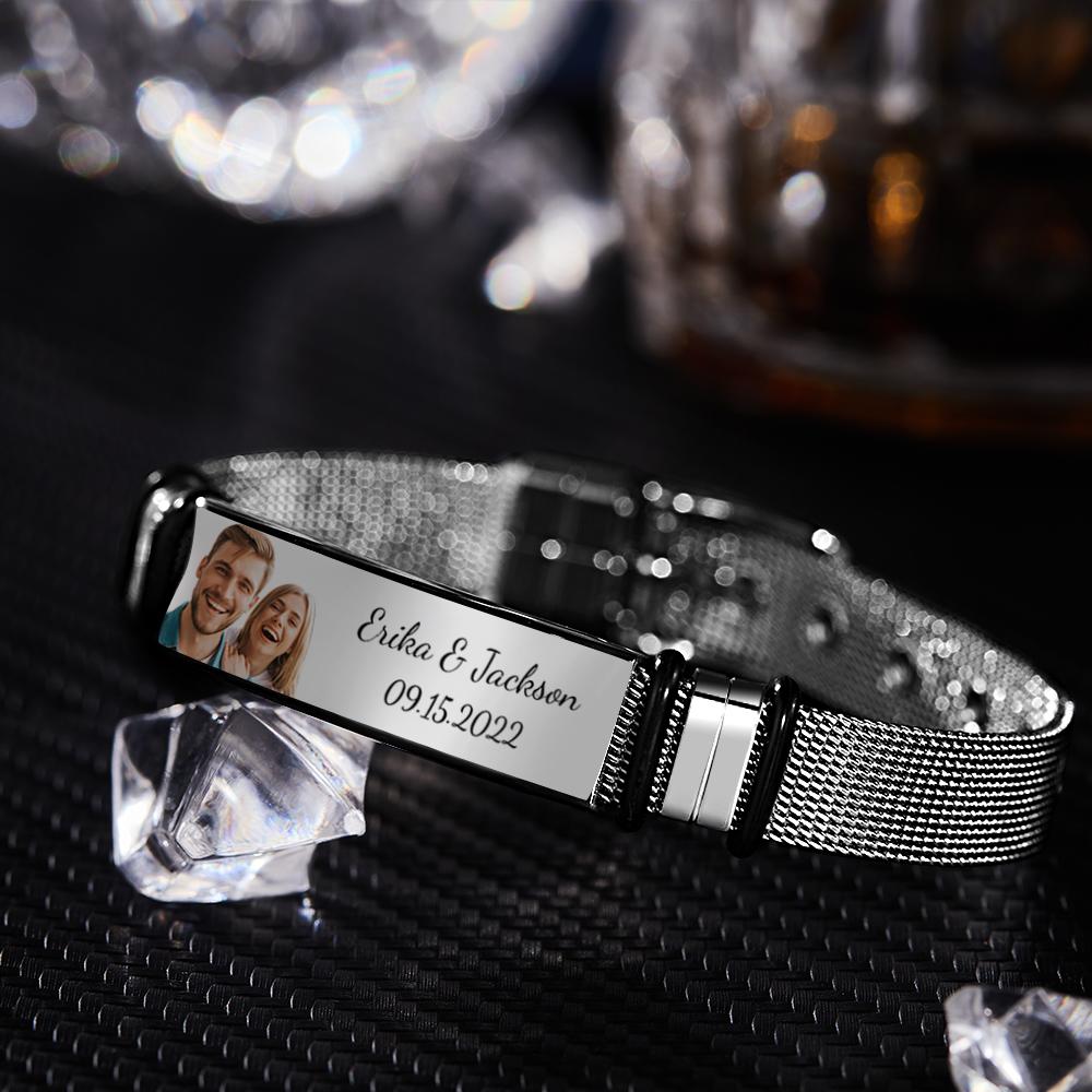 Personalized Custom Titanium Steel Chain Bracelet Engraved Name Hand Chain  Anniversary Gift Valentine's Day Gift - Temu