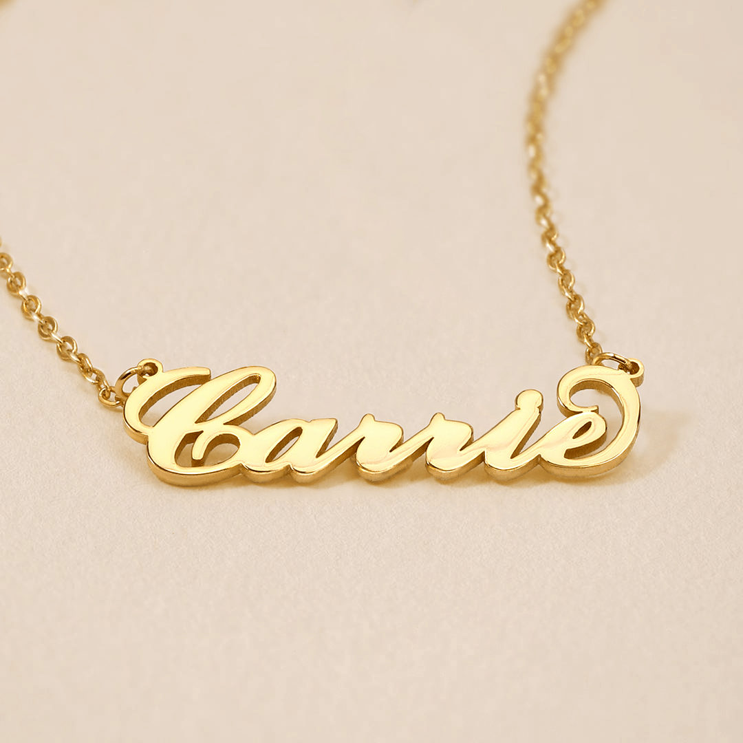 14k Gold Plated Couple Name With Heart gold Heart Chain girl -  Norway