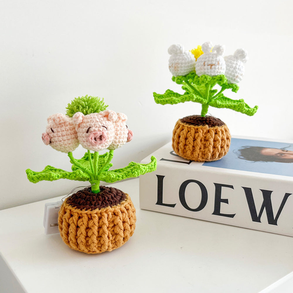 Doll Flowers Night Light Crochet Artificial Lamp Home Decor Gifts – Name  Necklace