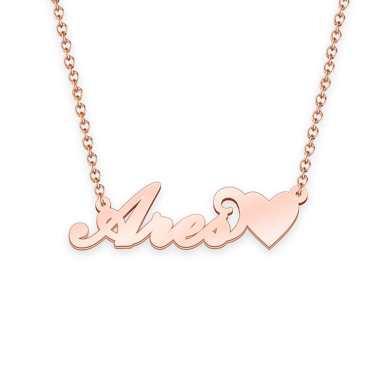 Ares name necklace with little heart 14k gold unique gifts – Name Necklace