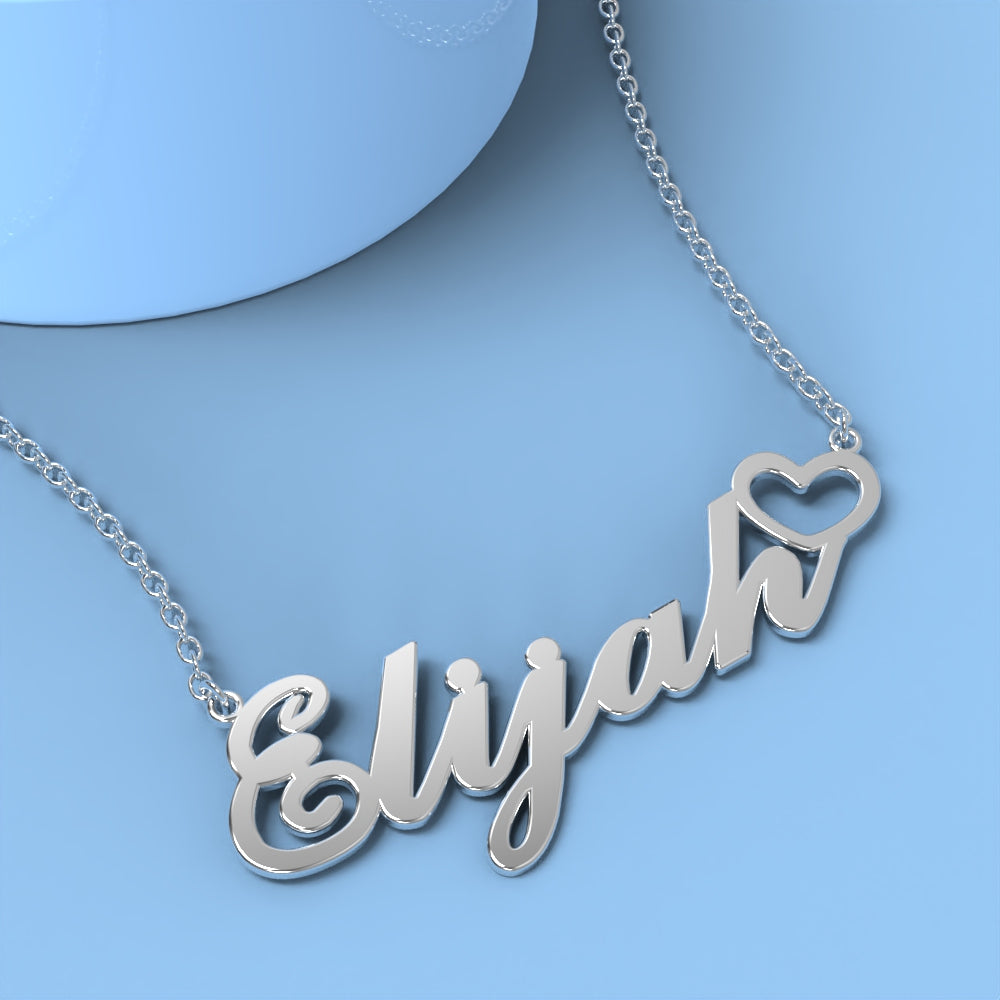 Elijah name necklace Gold Custom Necklace with heart, Personalized Gif ...